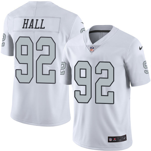 Nike Raiders #92 P.J. Hall White Youth Stitched NFL Limited Rush Jersey - Click Image to Close